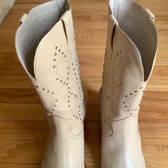 Matisse Cascade Leather Western Block Heel Boots Beige SZ 9 - Picture 4 of 16